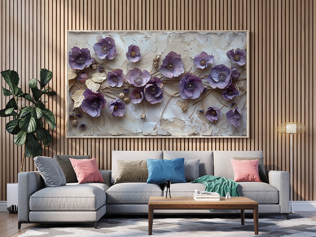 Tablou Canvas flori lila texturate romantice in stil realist | The Print Studio