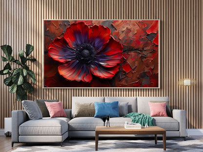 Tablou Canvas floare rosie abstracta pe fond texturat | The Print Studio