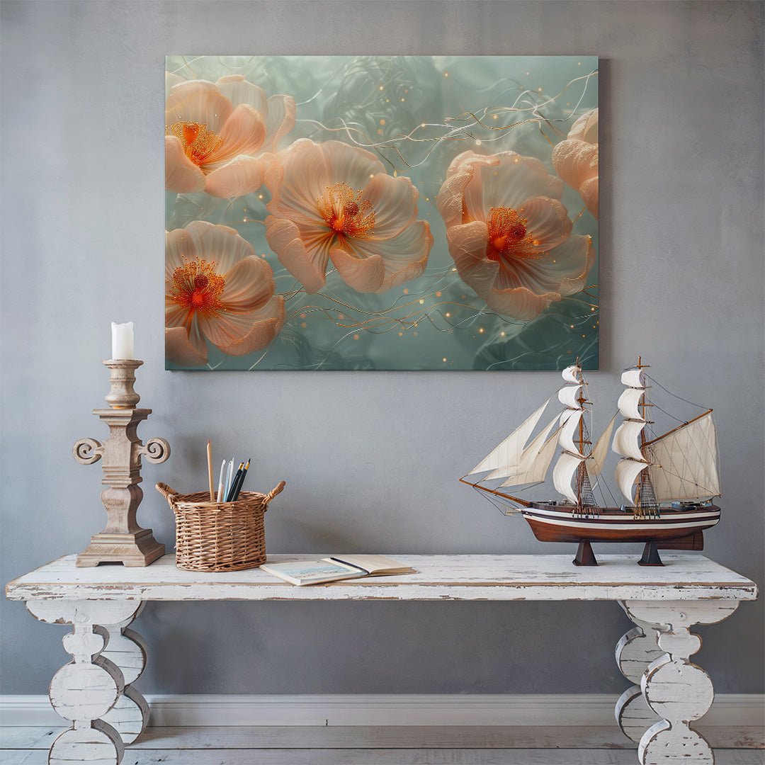 Tablou Canvas flori eterice scanteietoare in tonuri pastelate | The Print Studio