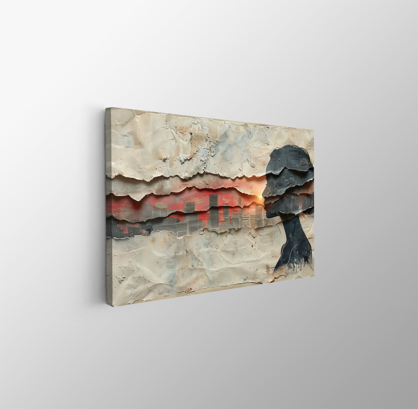 Tablou Canvas rasarit vibrant peste silueta urbana abstracta | The Print Studio