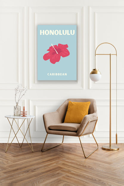 Tablou Canvas hibiscus vesel stil minimalist tropical | The Print Studio