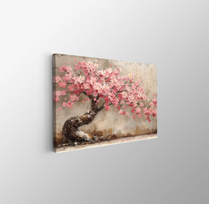 Tablou Canvas floare de cires roz in stil abstract vibrant | The Print Studio