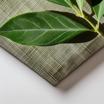 Tablou Canvas frunze proaspete cu umbre line in verde realist | The Print Studio