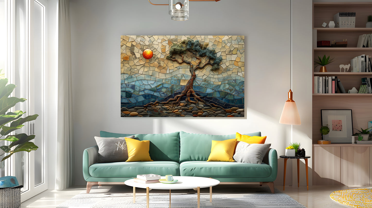 Tablou Canvas arbore mozaic vibrant in peisaj abstract | The Print Studio