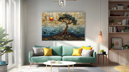 Tablou Canvas arbore mozaic vibrant in peisaj abstract | The Print Studio