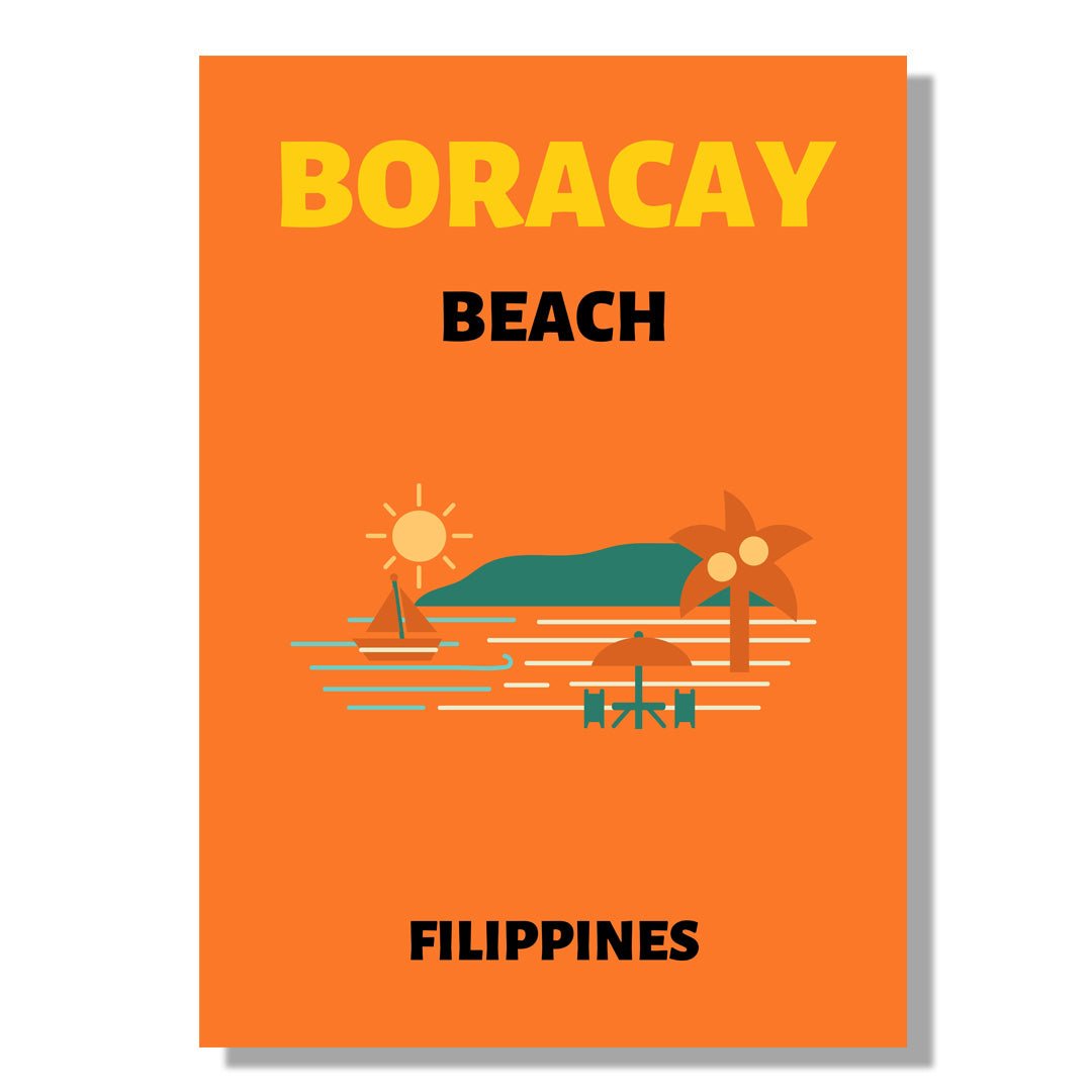 Tablou Canvas plaja exotica si palmieri in stil minimalist | The Print Studio