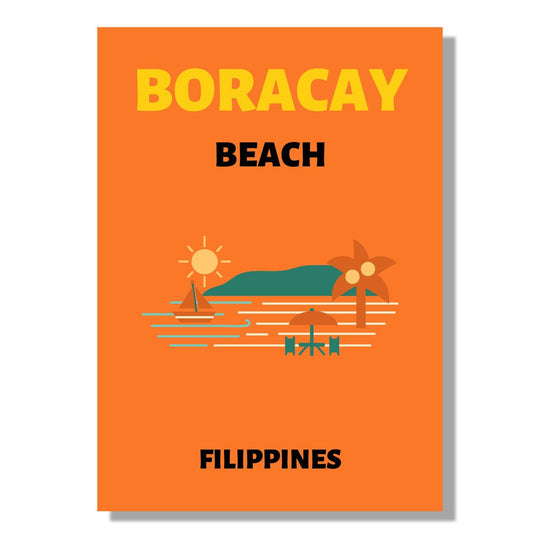 Tablou Canvas plaja exotica si palmieri in stil minimalist | The Print Studio