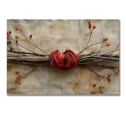 Tablou Canvas franghie rosie cu noduri simbolic realist | The Print Studio