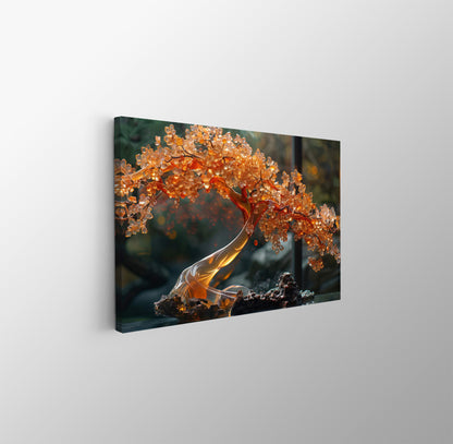 Tablou Canvas arbore stralucitor in lumini aurii abstracte | The Print Studio