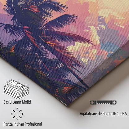 Tablou Canvas Print Manila apus vibrant cocotieri stil impresionist