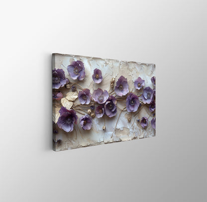 Tablou Canvas flori lila texturate romantice in stil realist | The Print Studio