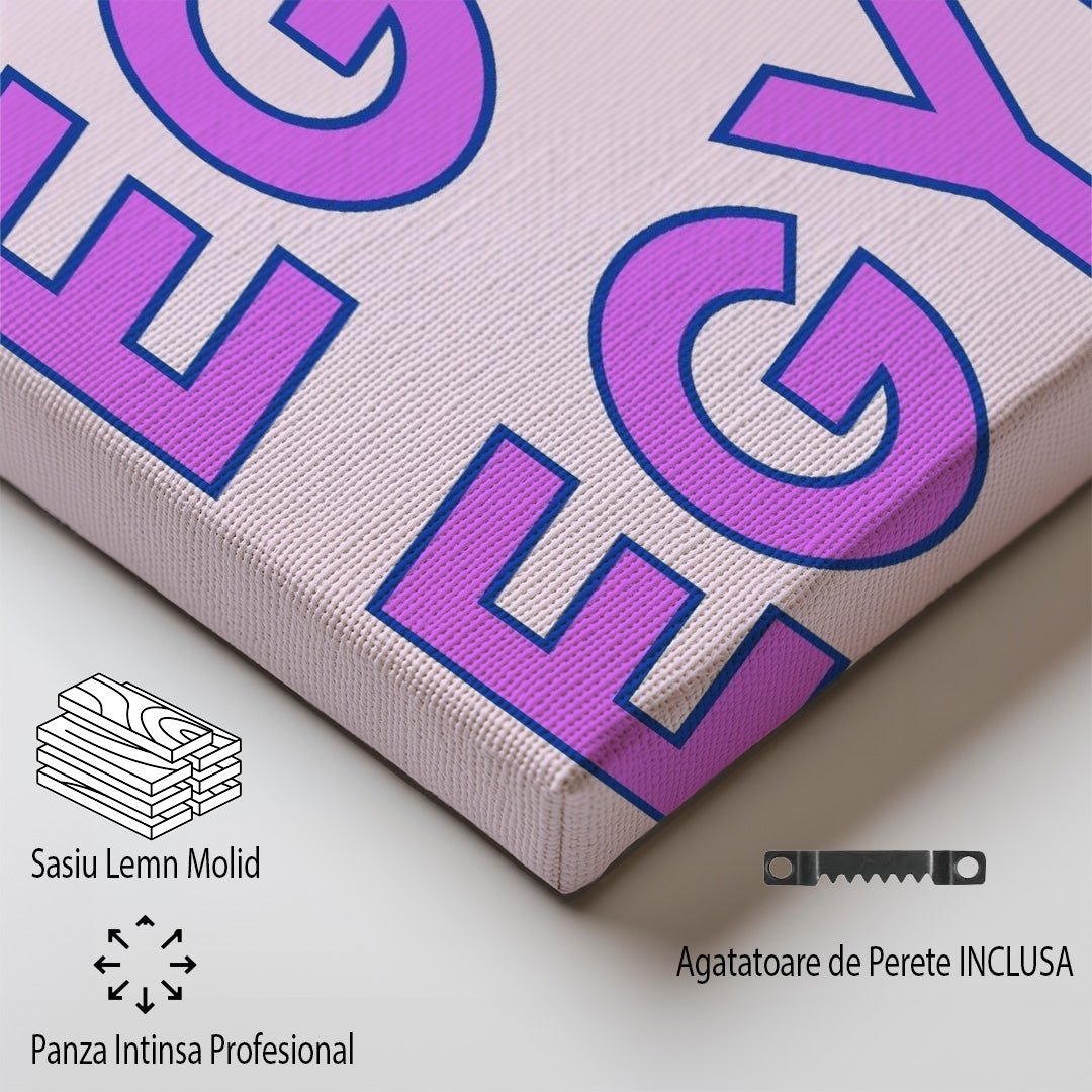 Tablou Canvas Egipt vibrant cu piramide aurii si Sfinx stil pop art | The Print Studio