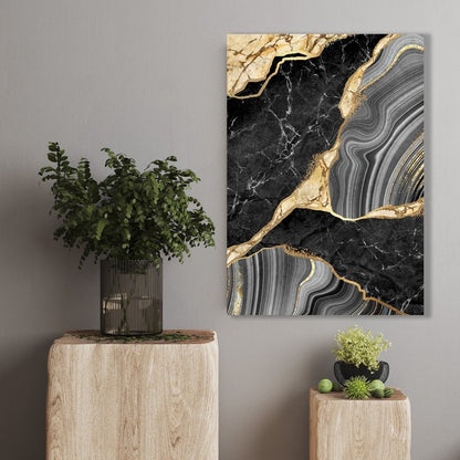 Tablou Canvas Black & Gold Eleganță Abstractă Marmură Decorativă