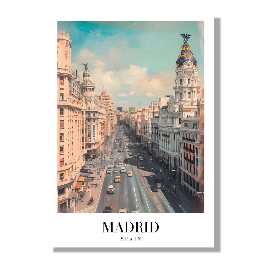 Tablou Canvas bulevard Madrid sub cer senin | The Print Studio