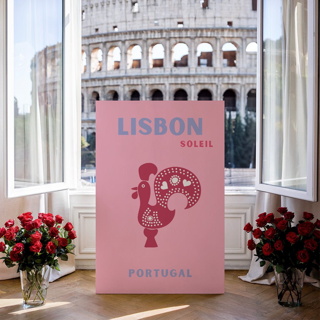 Tablou Canvas Print cocos portughez, roz vibrant, stil grafic