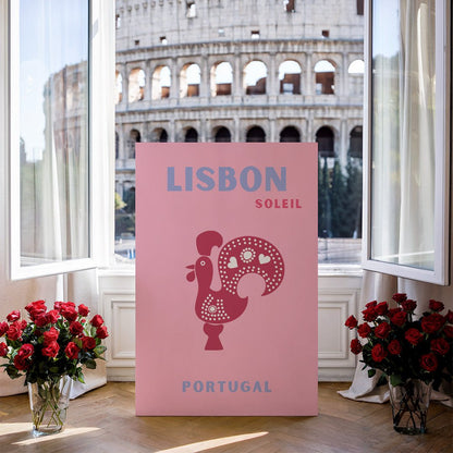 Tablou Canvas Print cocos portughez, roz vibrant, stil grafic