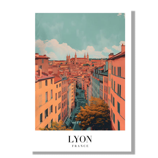 Tablou Canvas Print Lyon strazile insorite cladirile pastelate, stil romantic