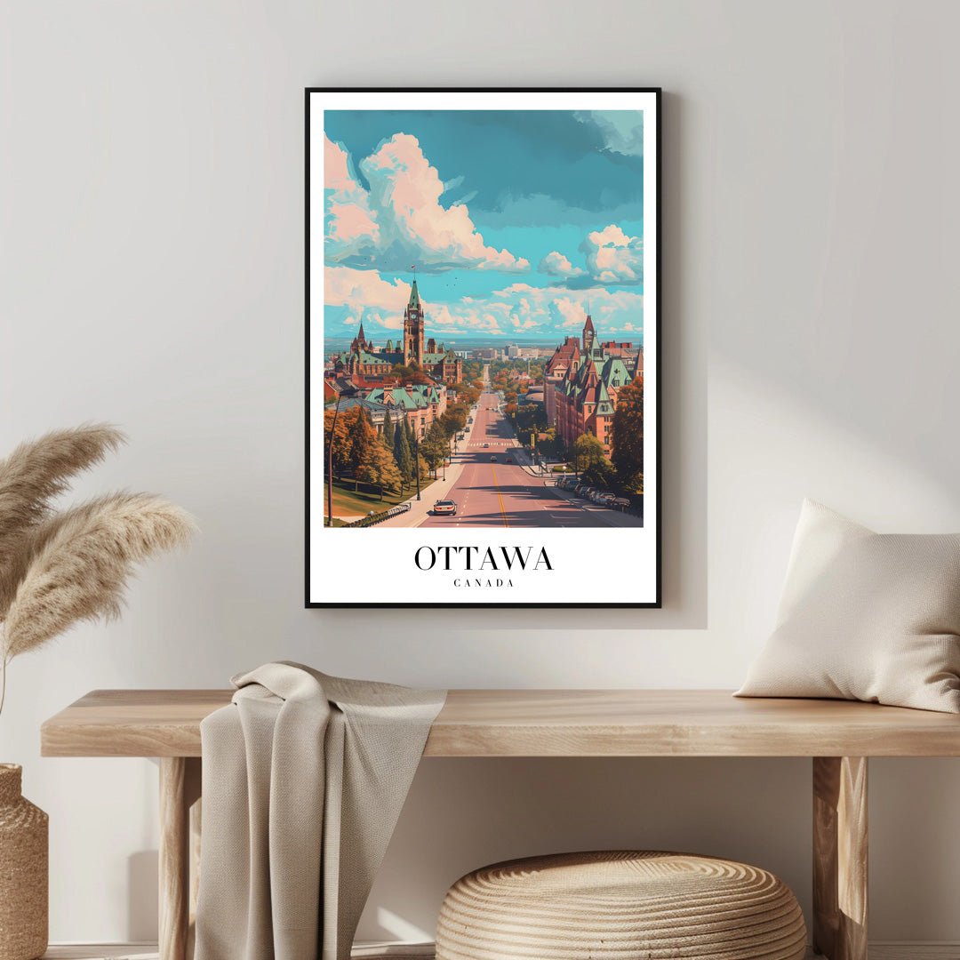 Tablou Canvas Print Ottawa cer albastru nori albi stil ilustrativ