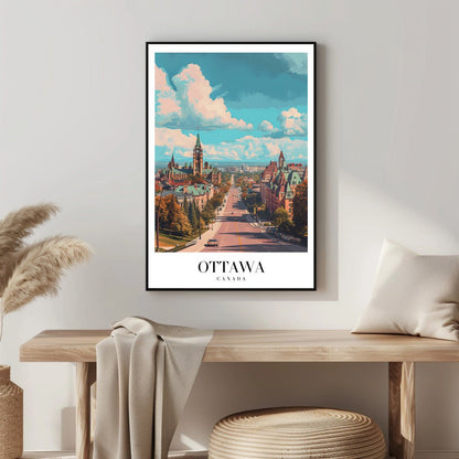 Tablou Canvas Print Ottawa cer albastru nori albi stil ilustrativ