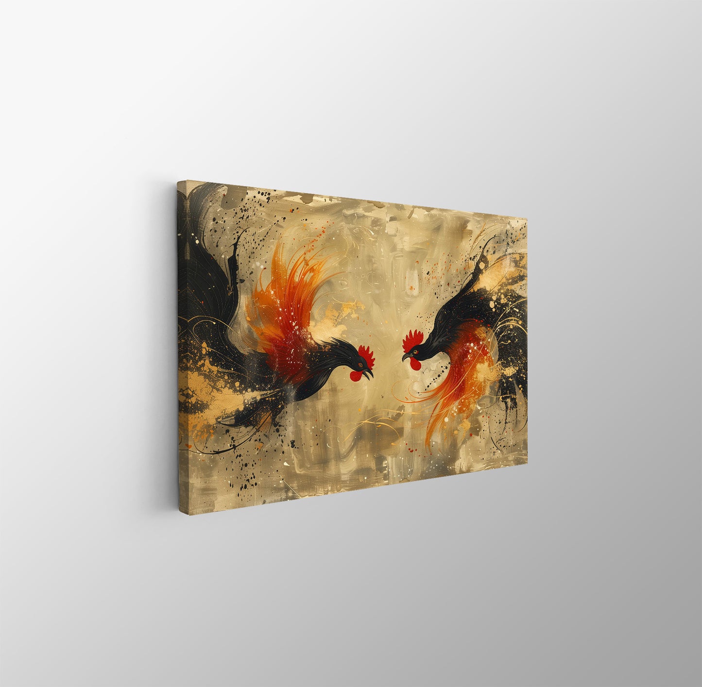 Tablou Canvas energie dinamica in lupta cocosilor vibrant | The Print Studio