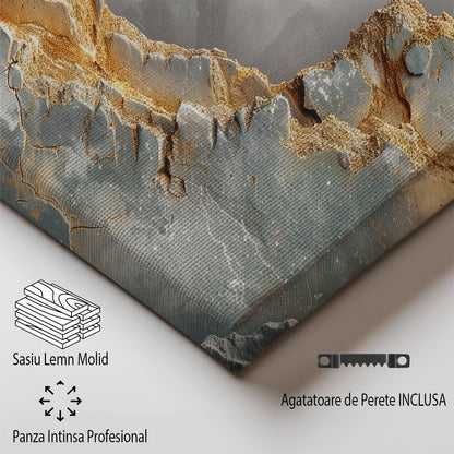 Tablou Canvas stralucire aurie pe texturi de piatra abstracta | The Print Studio