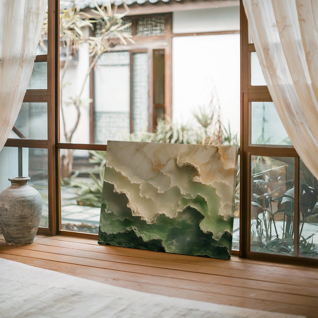 Tablou Canvas verde marmura stratificata | The Print Studio