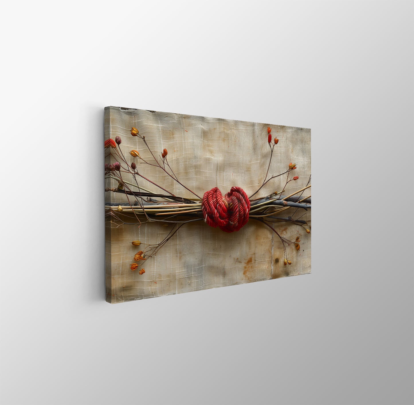 Tablou Canvas franghie rosie cu noduri simbolic realist | The Print Studio