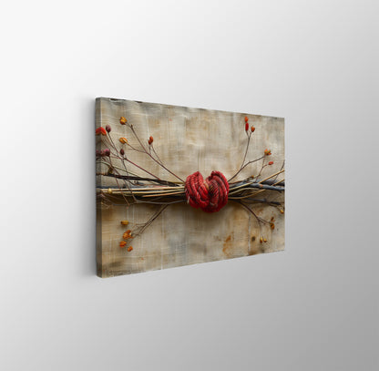 Tablou Canvas franghie rosie cu noduri simbolic realist | The Print Studio