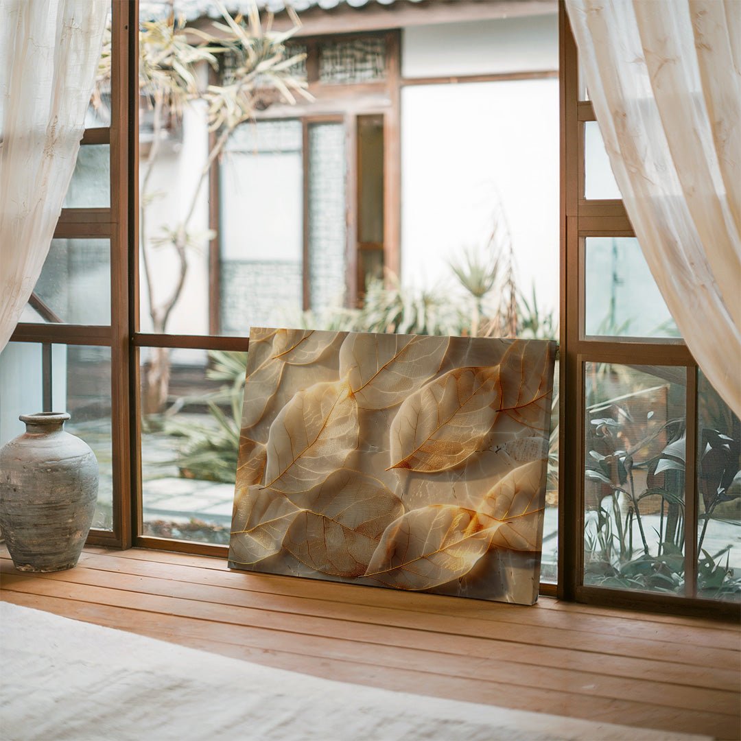 Tablou Canvas Frunze Aurii Stralucitoare Eleganta Naturala | The Print Studio