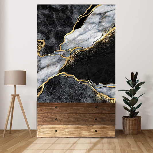 Tablou Canvas Black & Gold: Abstracție Contemporană Elegantă