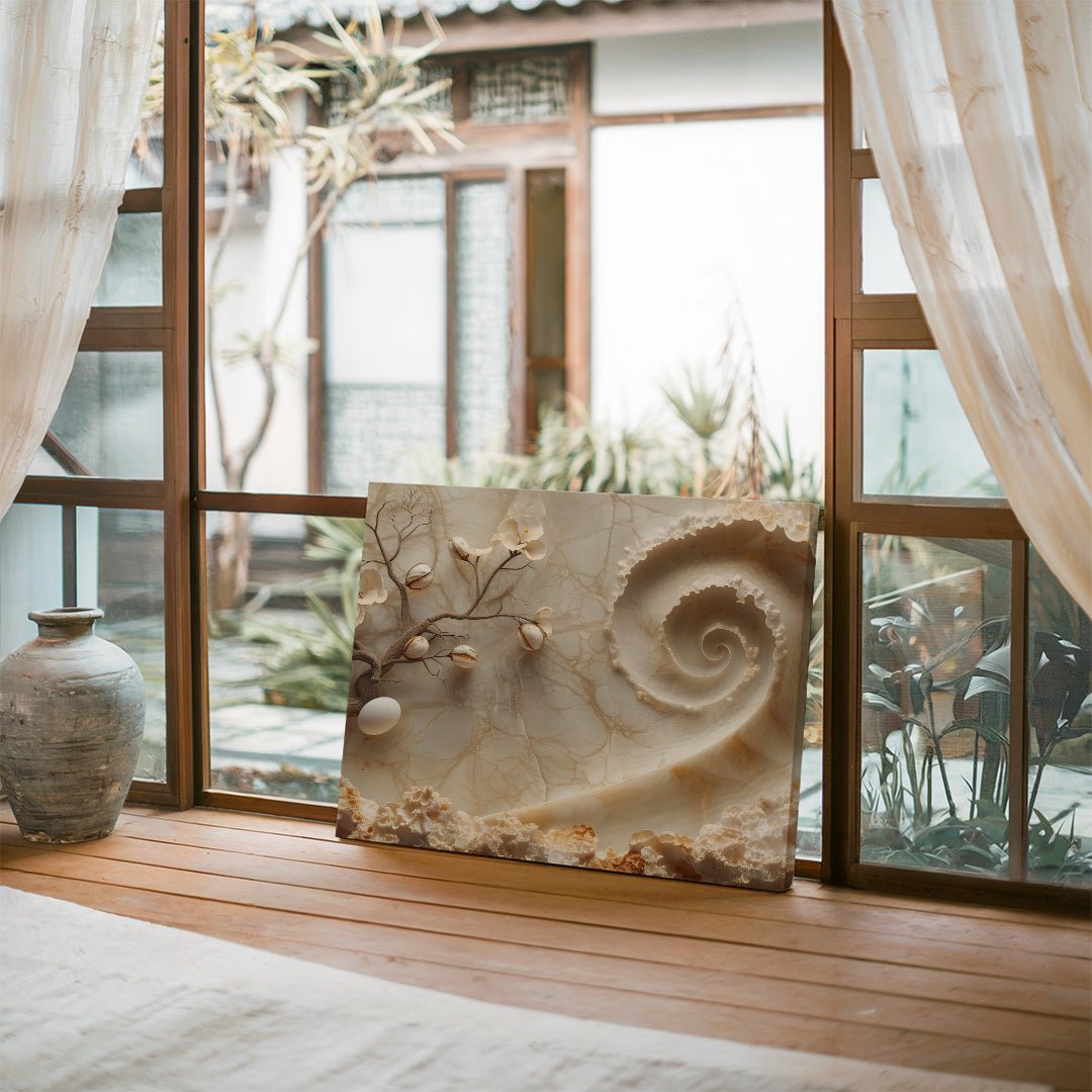 Tablou Canvas copac inflorit scaldat in valuri de culoare | The Print Studio