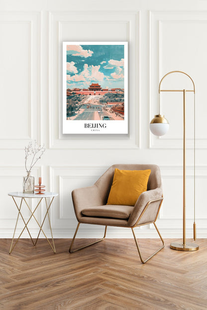 Tablou Canvas Print Beijing cer senin autostrada, stil retro vibrant