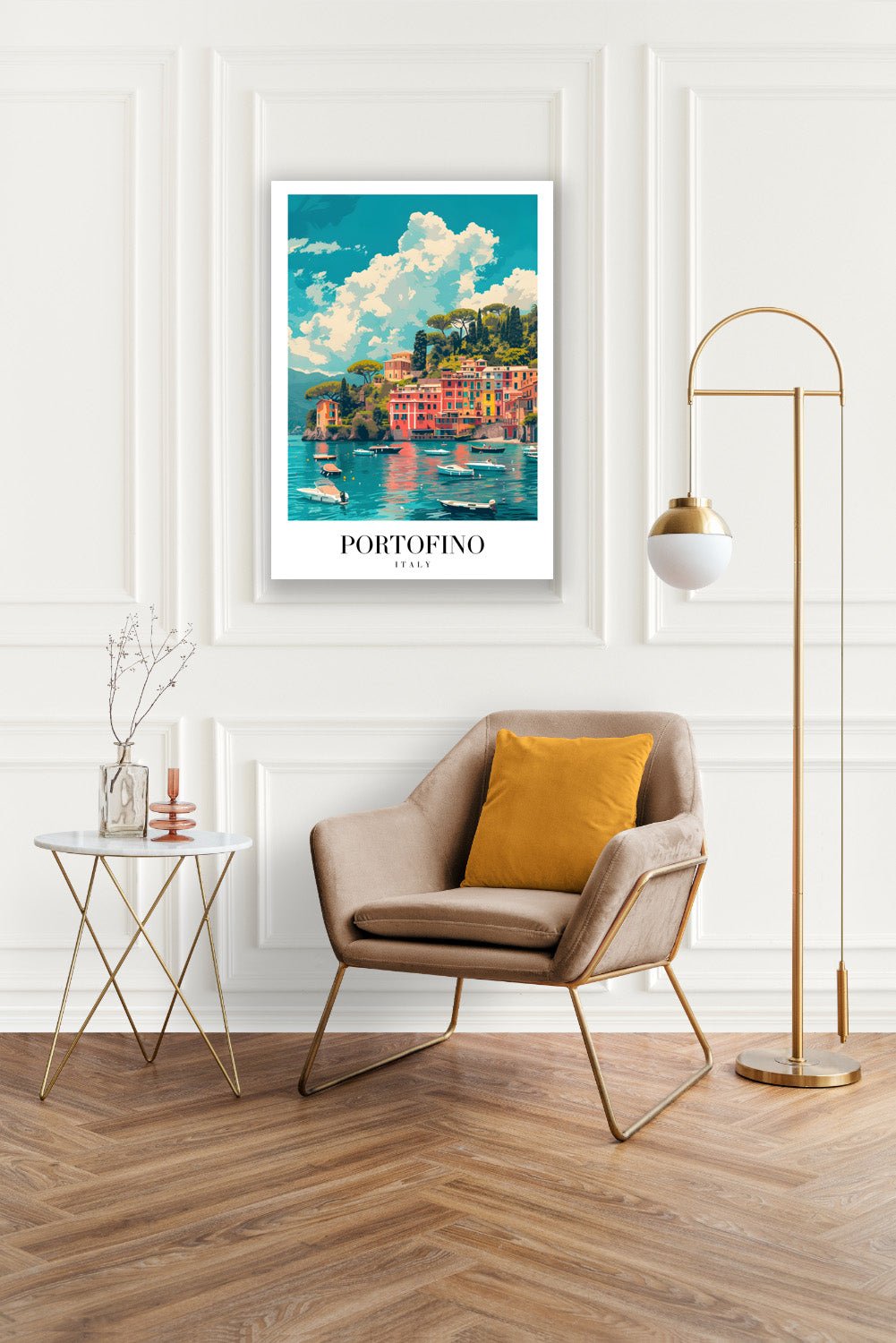 Tablou Canvas portofino vibrant sub cer albastru clar | The Print Studio