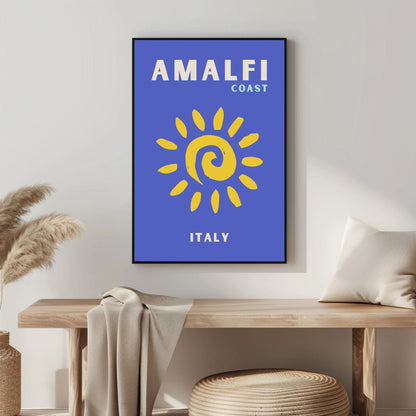 Tablou Canvas soare stilizat stralucind pe coasta Amalfi | The Print Studio