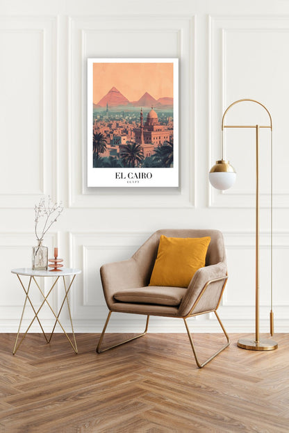 Tablou Canvas piramide Cairo in lumina apusului nostalgic | The Print Studio