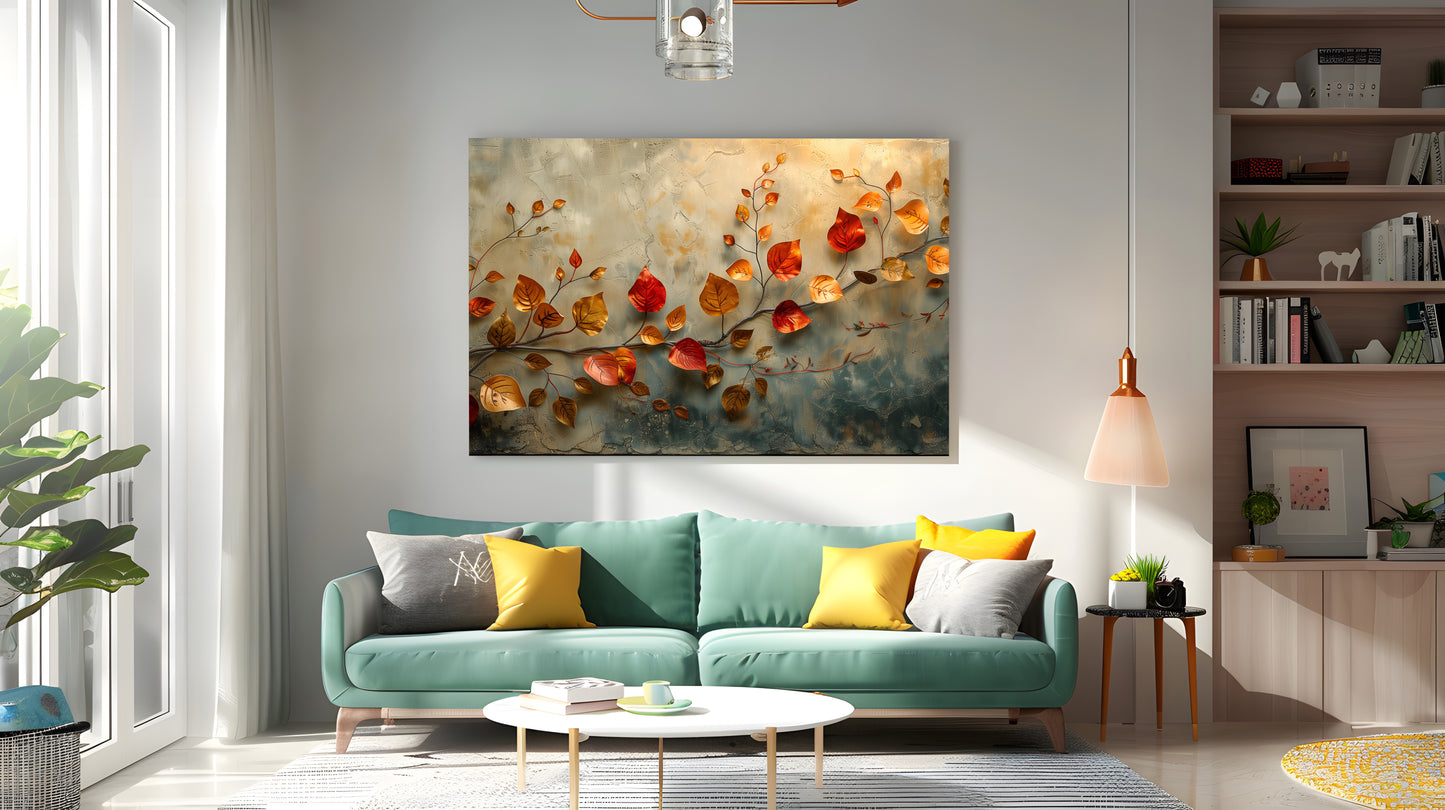 Tablou Canvas frunze aramii si ramuri toamna vibranta | The Print Studio