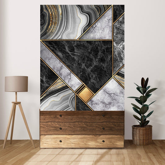 Tablou Canvas Black & Gold Art Deco Geometric - Lux pentru Interioare Moderne