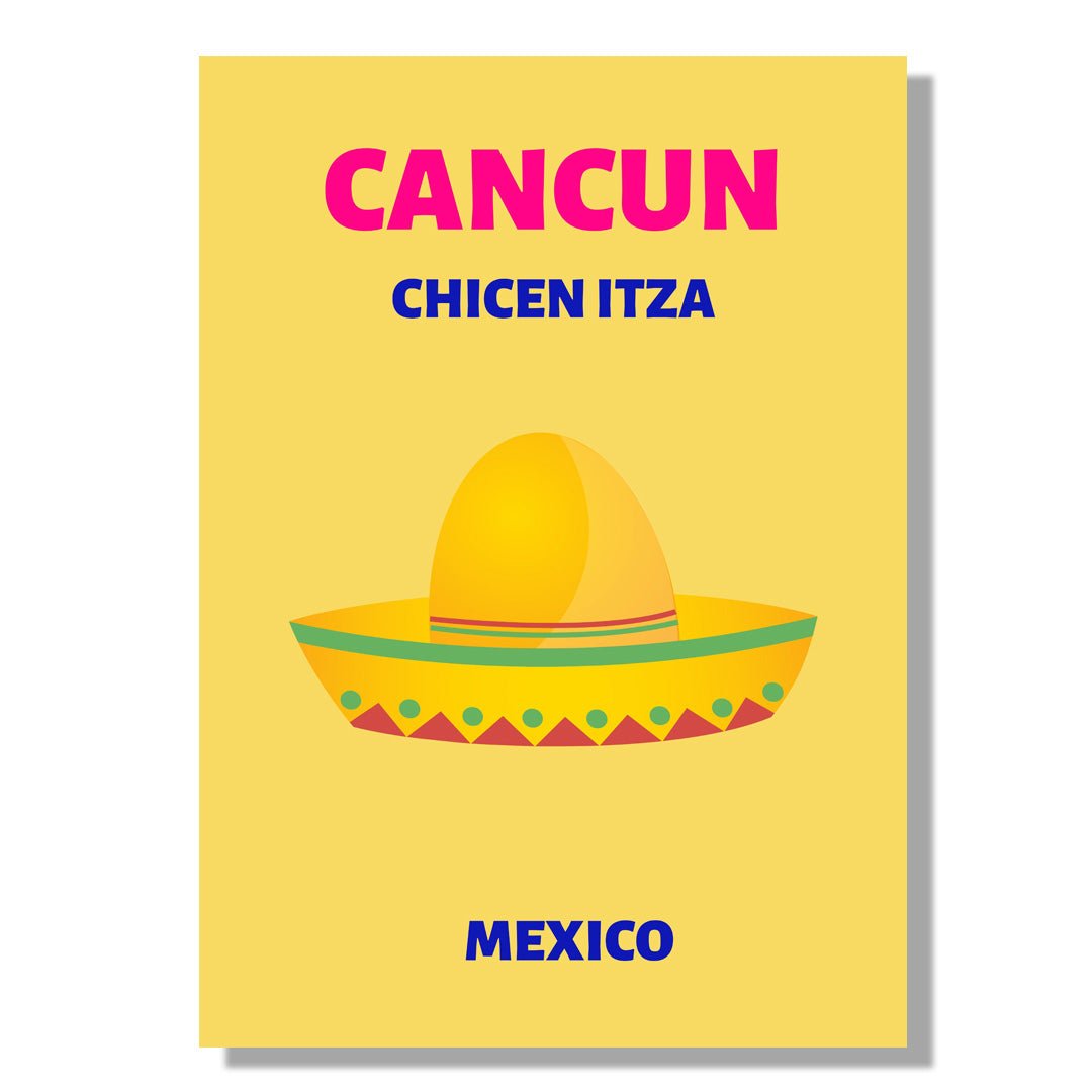 Tablou Canvas sombrero vibrant pe fundal simplu Cancun | The Print Studio