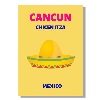 Tablou Canvas sombrero vibrant pe fundal simplu Cancun | The Print Studio