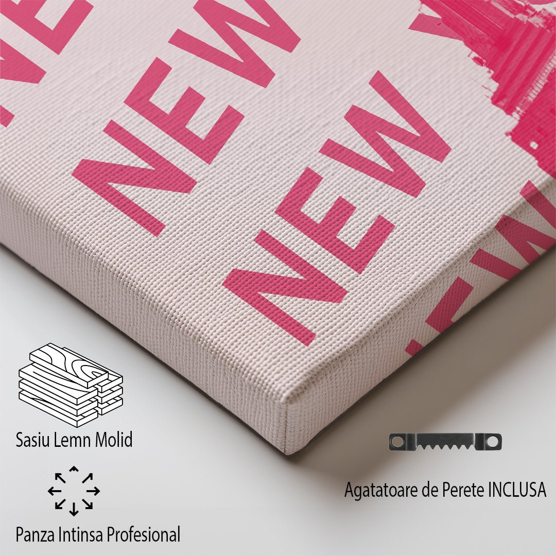 Tablou Canvas Empire State roz pe fundal modern New York | The Print Studio