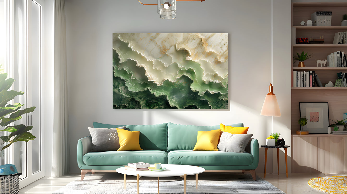 Tablou Canvas verde marmura stratificata | The Print Studio