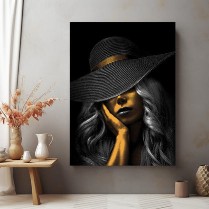 Tablou Canvas Black & Gold Eleganță Misterioasă Silhouette