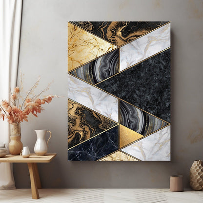 Tablou Canvas Black & Gold Geometric Elegance pentru Decor Elegant