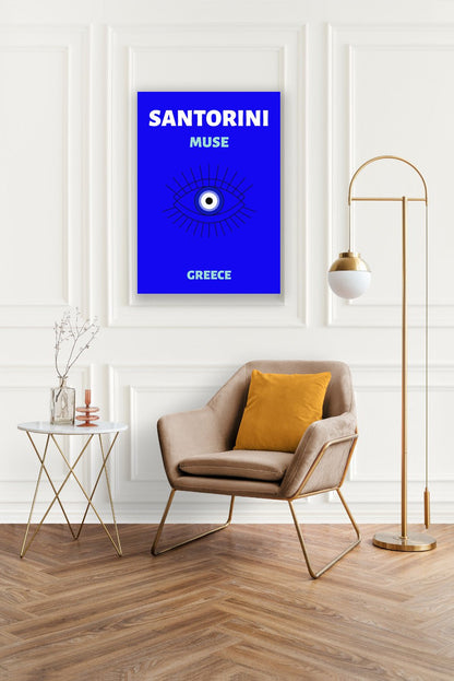 Tablou Canvas privire albastra, serenitate in Santorini | The Print Studio