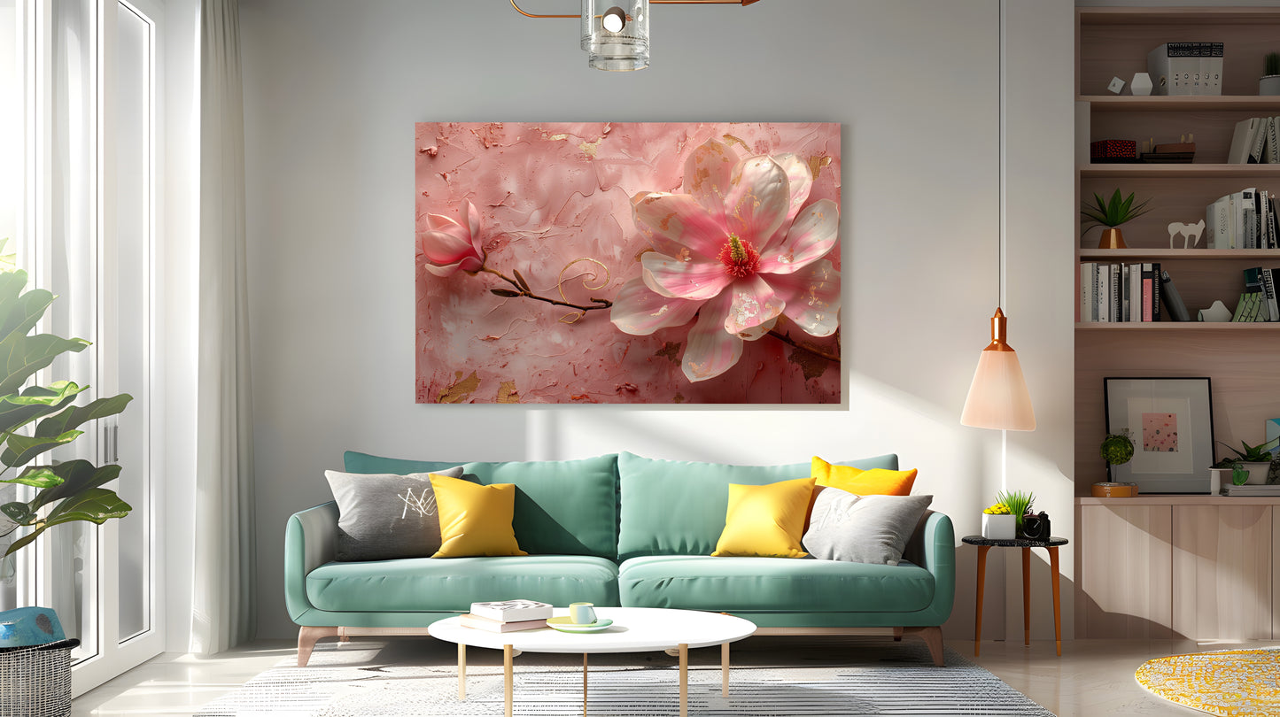 Tablou Canvas floare magnolie roz in nuante pastelate delicate | The Print Studio