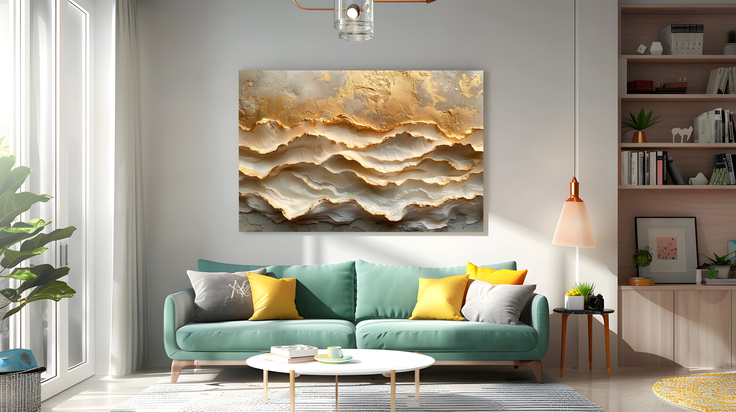 Tablou Canvas joc de linii si texturi aurii abstracte | The Print Studio