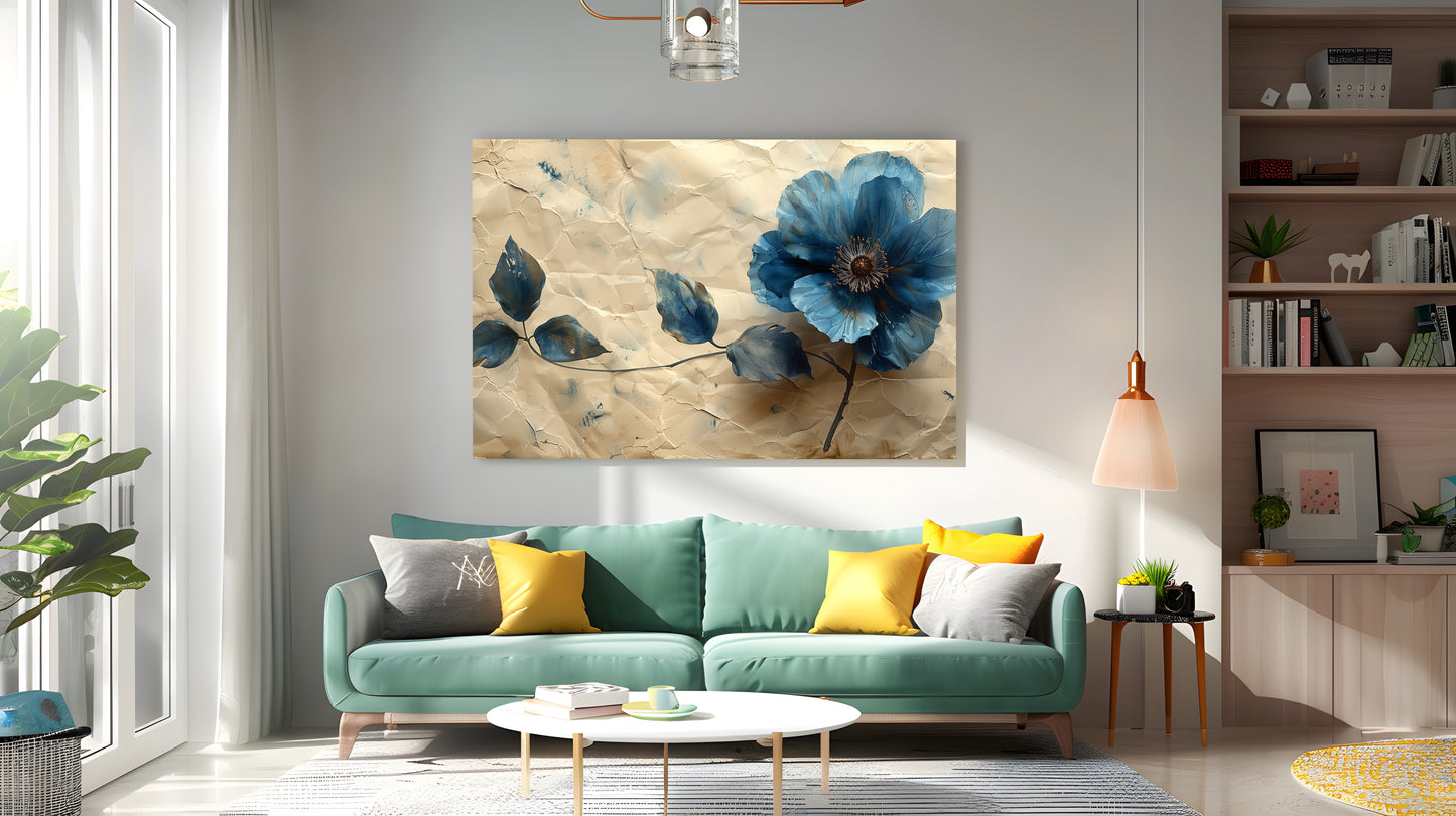 Tablou Canvas floare albastra eleganta, textura abstracta | The Print Studio