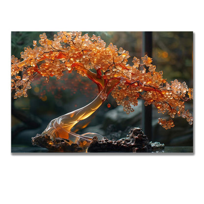 Tablou Canvas arbore stralucitor in lumini aurii abstracte | The Print Studio