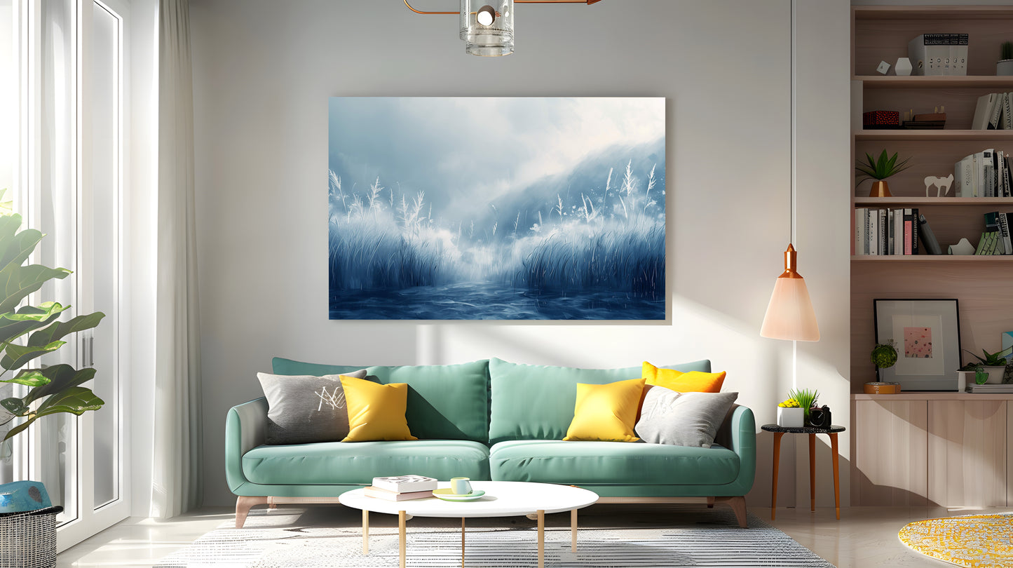 Tablou Canvas peisaj mistic iarba albastra si ape fermecatoare | The Print Studio