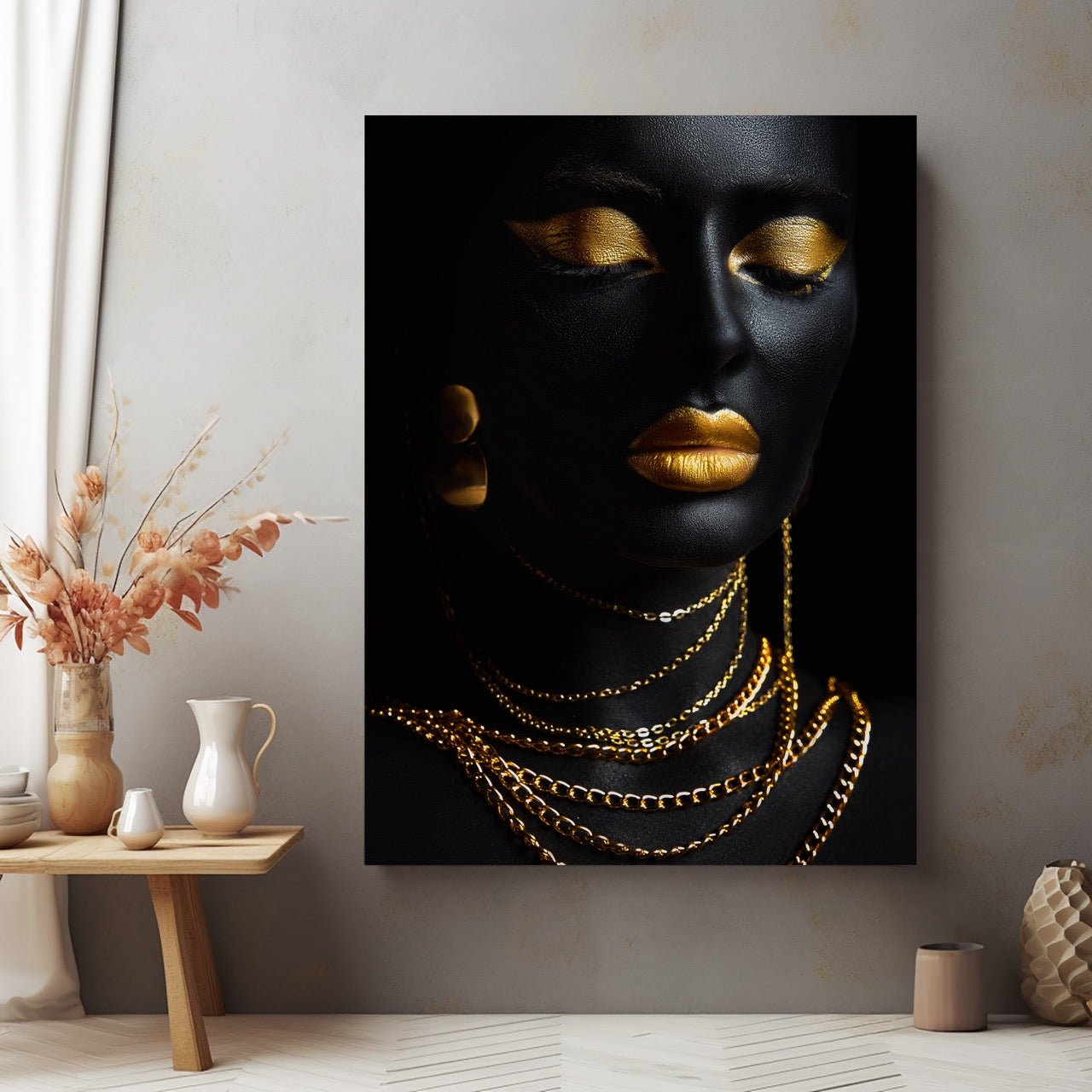 Tablou Canvas Black & Gold Eleganță Misterioasă - Artă Modernă Decorativă